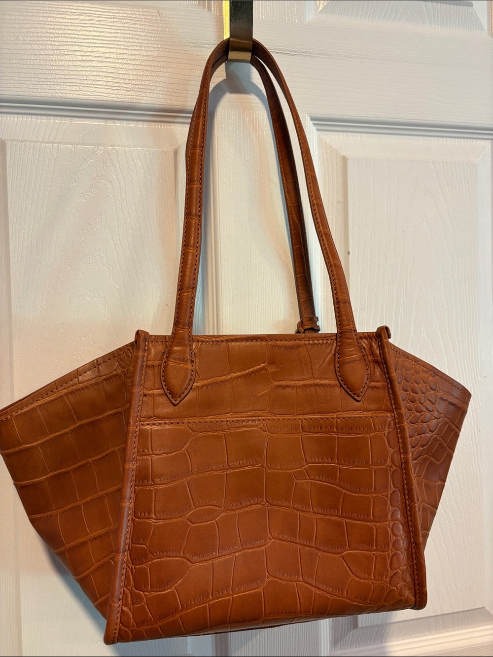 BNWT MARGOT Viral Cognac Croc-Embossed Leather Shoulder Bag Tote - Picture 12 of 16